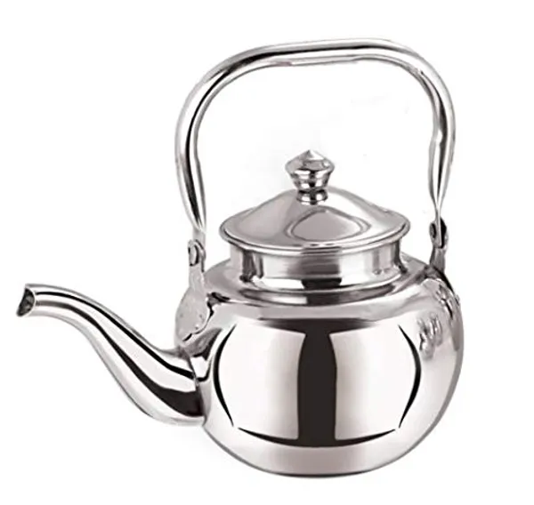 Stainless steel teapot/tea kettle. It is widely used for brewing, holding, and serving traditional hot beverages like Indian chai, herbal teas, or pour-over hot water